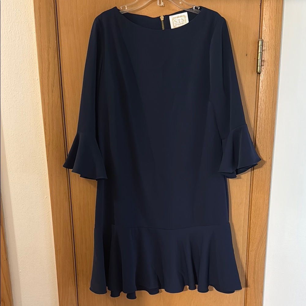 STS Sail to Sable Women’s Ruffle Mini Dress Preppy Navy Blue Size 10